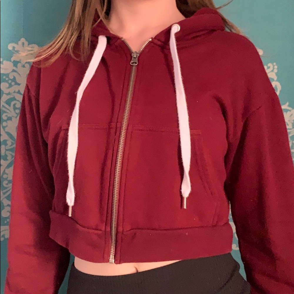 Red cropped Hoodie